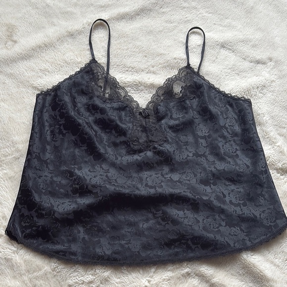 Vintage Indulgence Black Lace Satin Cami | Y2K Lingerie Aesthetic Tank - Picture 1 of 7